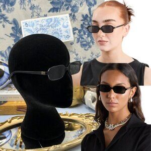 🆕 MIU MIU 🧿 NWOT Miu Regard Rectangular Sunglasses, Black Acetate & Grey Lens